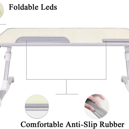 Large Size Folding and Adjustable Laptop Bed Tray Table for, Writing, Drawing and Working - 60 x 30 cm (White)