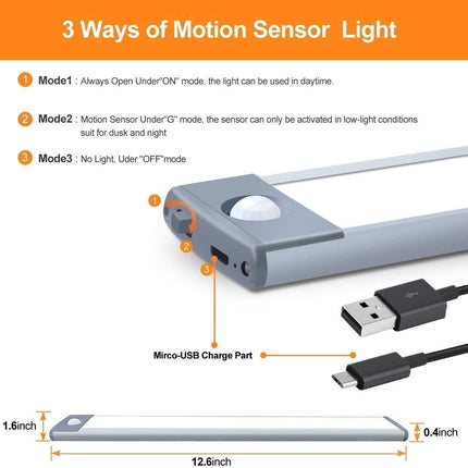 54 LED Rechargeable Under Cabinet Night Lighting for Kitchen and Bedroom (Sliver and White Light)