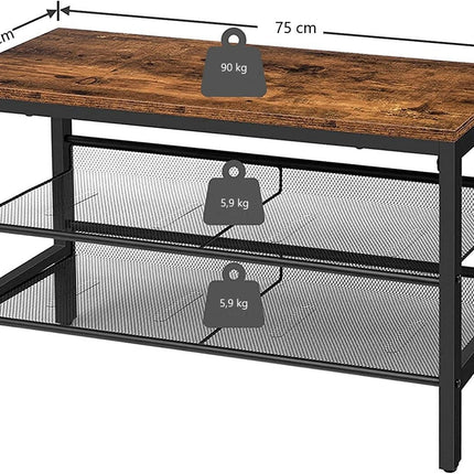 3-Tier Shoe Rack, Industrial Shoe Organizer Storage Bench