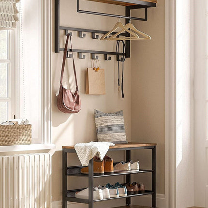 3-Tier Shoe Rack, Industrial Shoe Organizer Storage Bench