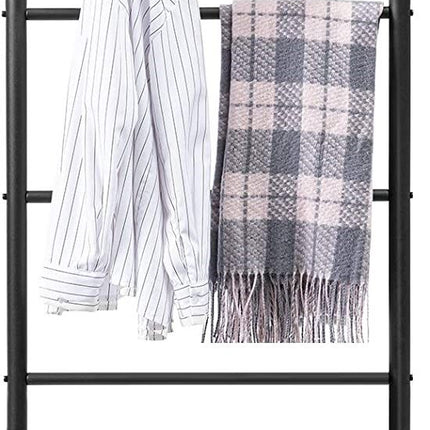5-Tier Towel Ladder Quilts Rack with 5 Removable Hooks for Bathroom, Bedroom and Laundry Room
