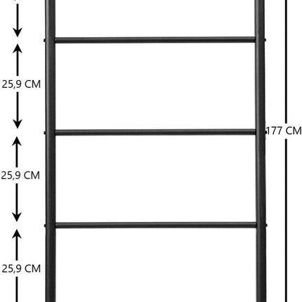 5-Tier Towel Ladder Quilts Rack with 5 Removable Hooks for Bathroom, Bedroom and Laundry Room