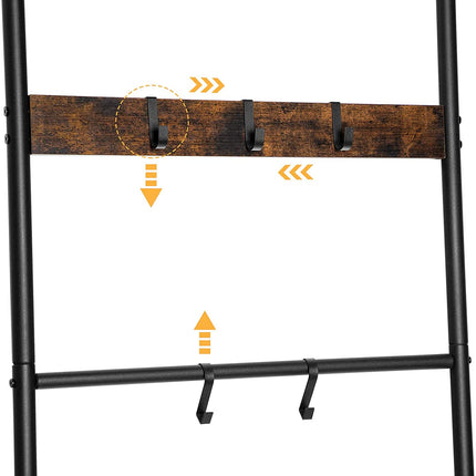 5-Tier Towel Ladder Quilts Rack with 5 Removable Hooks for Bathroom, Bedroom and Laundry Room
