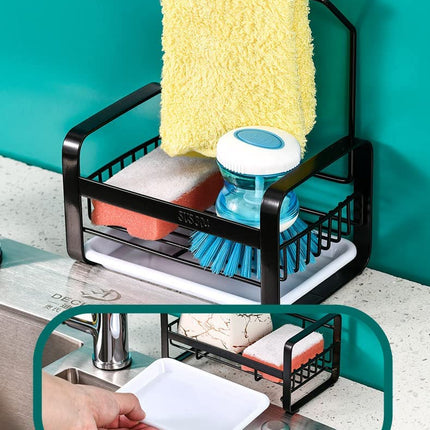 Adhesive Sink Caddy Sponge Holder Storage for Kitchen Accessories