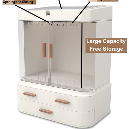 LED Makeup Organizer with LED Mirror and Jewelry Storage Organizer Cabinet