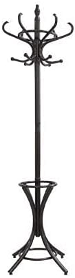 CARLA HOME Brown Coat Rack with Stand Wooden Hat and 12 Hooks Hanger Walnut tree