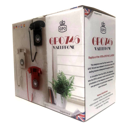 GPO 746 Retro Wall Mount Rotary Push Button Home Phone Landline Classic Red