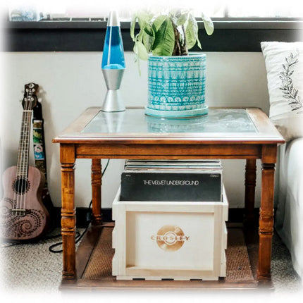 Twin Pack Crosley Vinyl LP Record Storage Crate Natural Wood