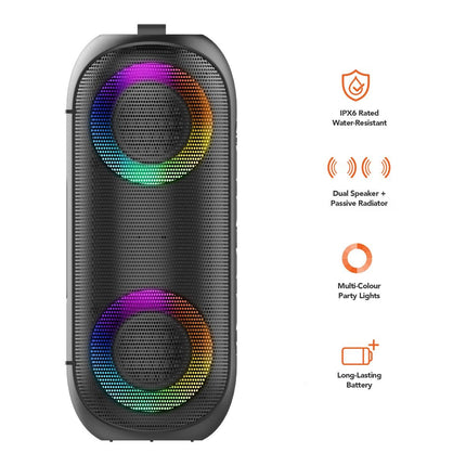 mbeat Bump B2 IPX6 Portable RGB Bluetooth Party Speaker