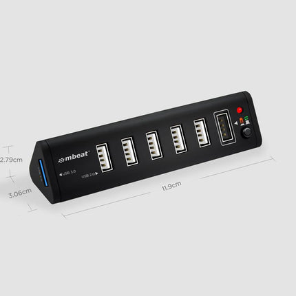 mbeat 7-Port USB 3.0 x 1 + USB 2.0 x 6 Hub with 2.1A Smart Charging Function