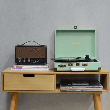 mbeat Woodstock II Tiffany Green Retro Bluetooth (TX/RX) Turntable