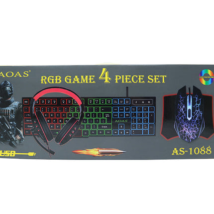 RGB Four Piece Gaming Set Keyboard Mouse Pad Headphones S750