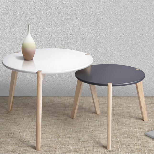 Bianco Nesting Round Coffee Table Side Table Set Of 2