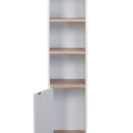 Alto Bathroom Tallboy Narrow High Cabinet With 1 Doors/3 Shelves - Oak/White