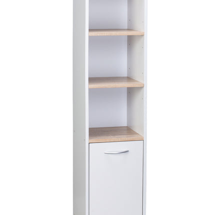 Alto Bathroom Tallboy Narrow High Cabinet With 1 Doors/3 Shelves - Oak/White