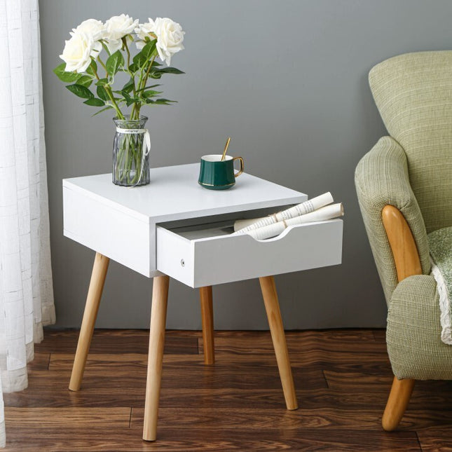 White Kuoluo Bedside Table Side Table Bedroom Drawers