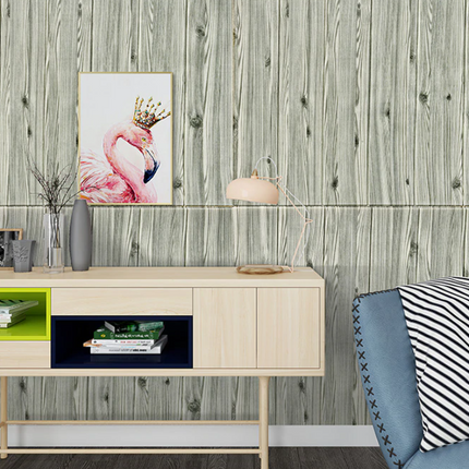Decorative 3D Foam Wallpaper Panels Grey Wood Grain 10PCS