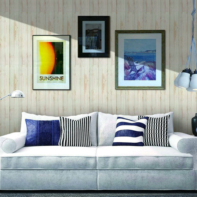 Decorative 3D Foam Wallpaper Panels Light Brown Wood 10PCS