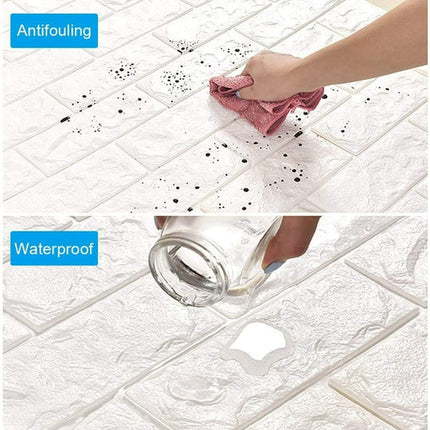 10PCS 3D Foam White Brick Self Adhesive Home Wallpaper Panels 60 x 60cm