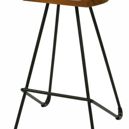 Saddle Shape Timber Top Iron Bar Stool