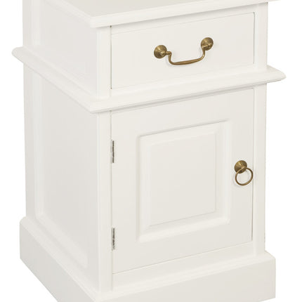 Tasmania 1 Solid Door 1 Drawer Bedside (White)