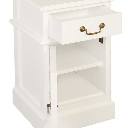 Tasmania 1 Solid Door 1 Drawer Bedside (White)