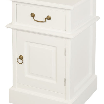 Tasmania 1 Solid Door 1 Drawer Bedside (White)