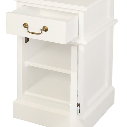 Tasmania 1 Solid Door 1 Drawer Bedside (White)
