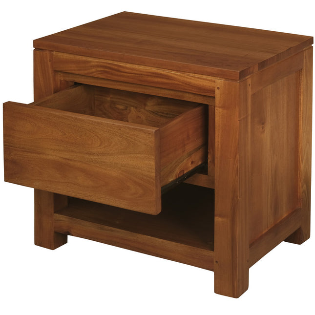 Ivy 1 Drawer Bedside Table (Light Pecan)