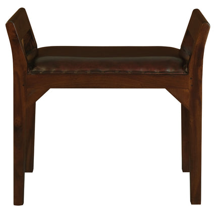 Leather Single Seater Stool (Mahogany)