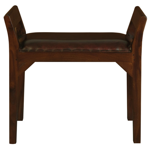 Leather Single Seater Stool (Mahogany)