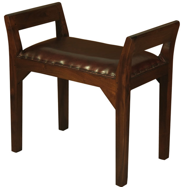 Leather Single Seater Stool (Mahogany)