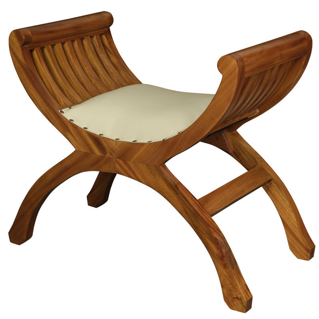 Single Seater Upholstered Stool (Light Pecan)