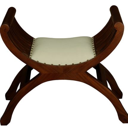 Single Seater Upholstered Stool (Mahogany)