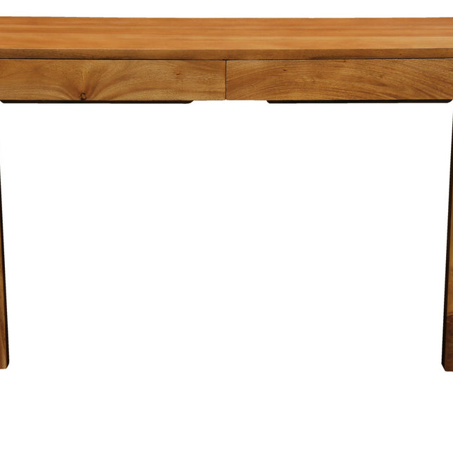 Amsterdam Solid Mahogany Timber 2 Drawer Desk (Light Pecan)