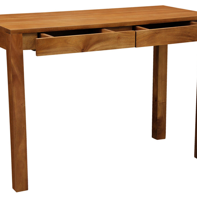 Amsterdam Solid Mahogany Timber 2 Drawer Desk (Light Pecan)