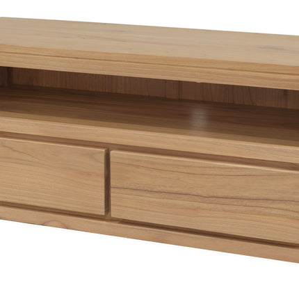 Amsterdam 2 Drawer Solid White Cedar Wood Entertainment Unit (Natural)