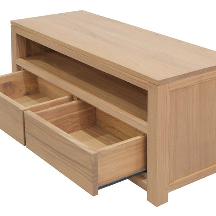 Amsterdam 2 Drawer Solid White Cedar Wood Entertainment Unit (Natural)
