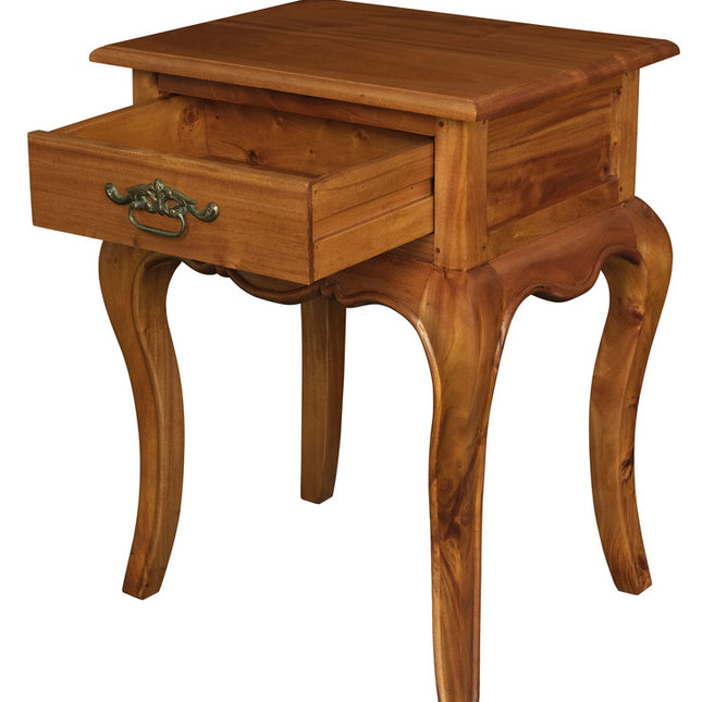French Provincial 1 Drawer Lamp Table (Light Pecan)