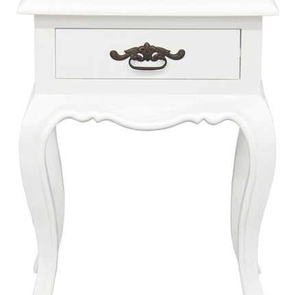 French Provincial 1 Drawer Lamp Table (White)