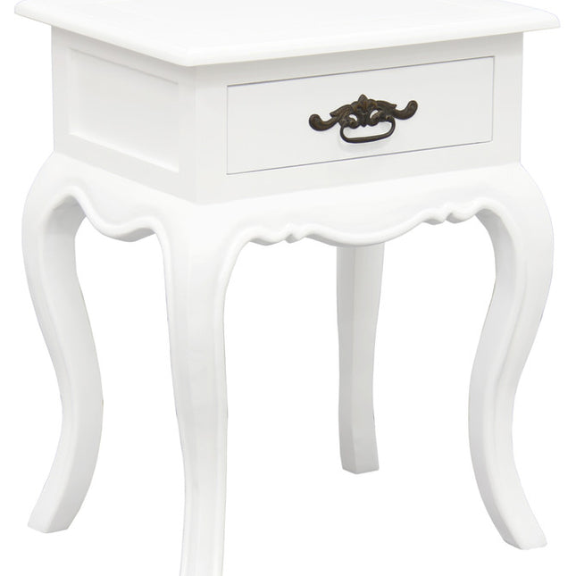 French Provincial 1 Drawer Lamp Table (White)