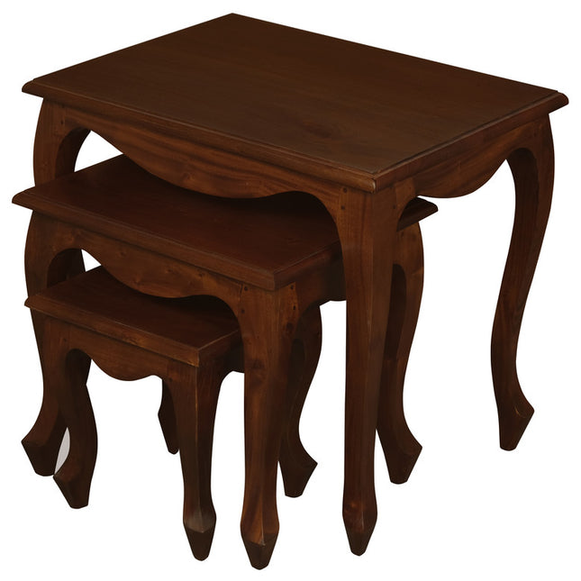 Queen Ann Nest of Table Set of 3 (Mahogany)