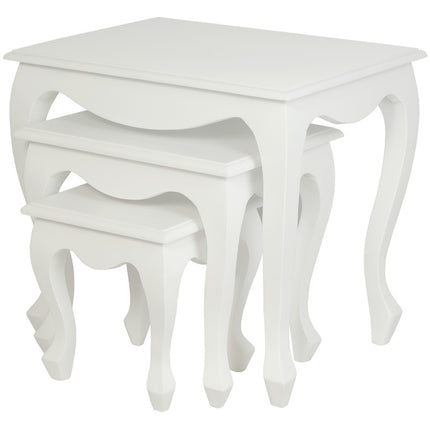 Queen Ann Nest of Table Set of 3 (White)