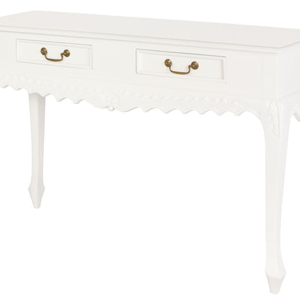 Seine 2 Drawer  Carved Sofa Table (White)