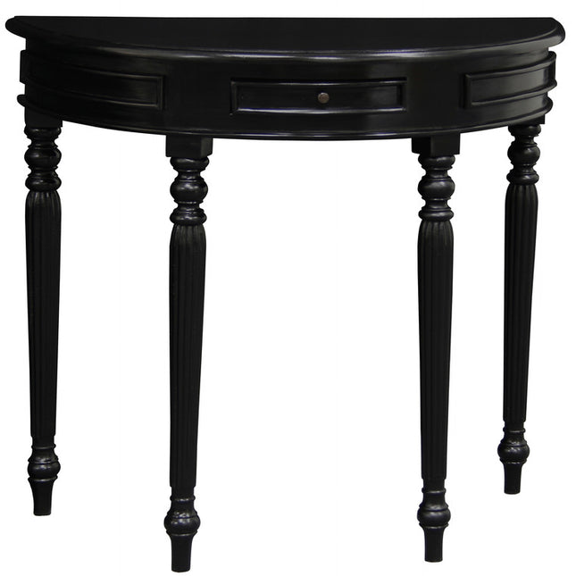 Turn Leg Half Round Sofa Table (Black)