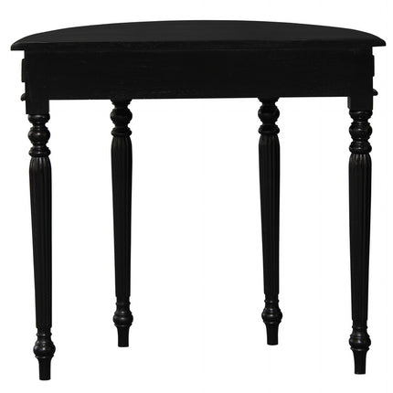 Turn Leg Half Round Sofa Table (Black)