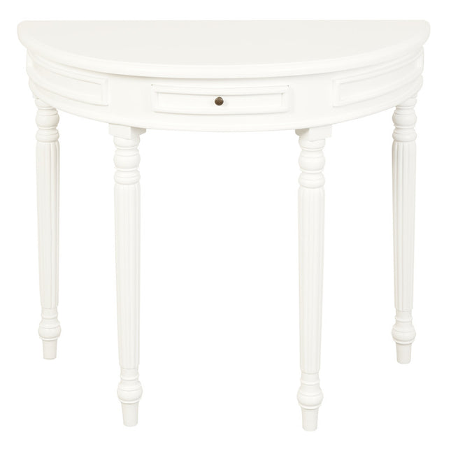 Turn Leg Half Round Sofa Table (White)