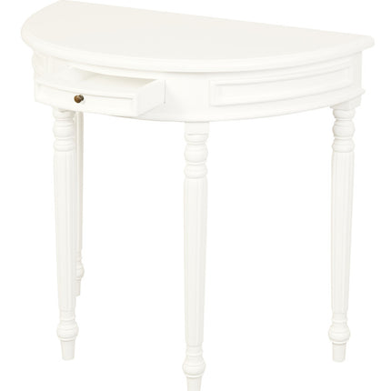 Turn Leg Half Round Sofa Table (White)