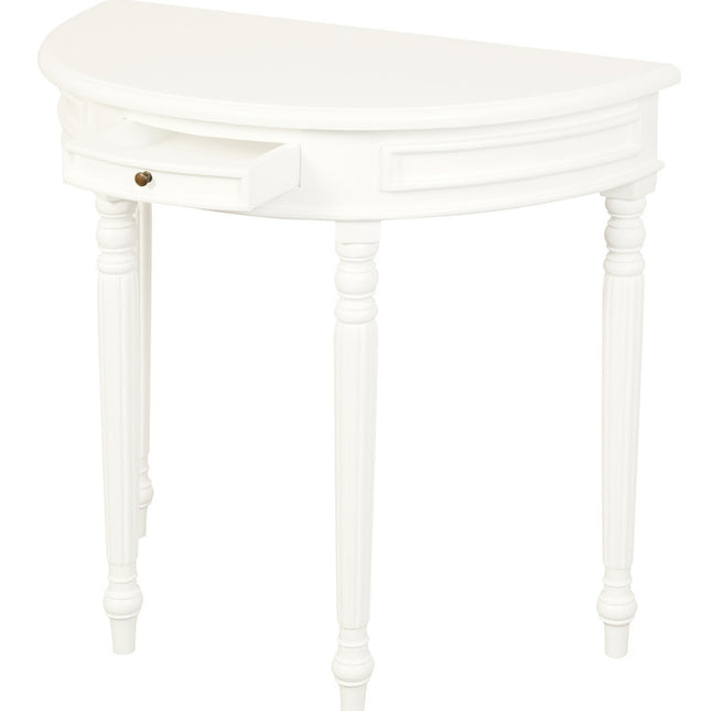 Turn Leg Half Round Sofa Table (White)