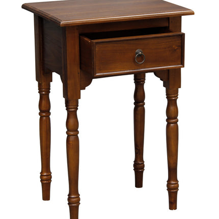 Milly Turn Leg 1 Drawer Side Table (Mahogany)